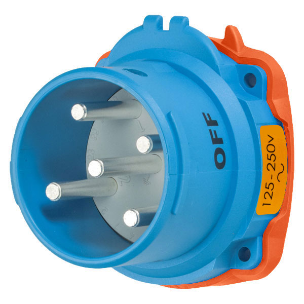 63-38077 - DSN30 INLET POLY BLUE SIZE 2 TYPE 4X IP 69 3P+N+G 30A 125/250 VAC 60 Hz NO AUX